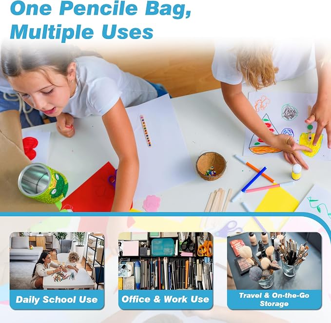 Big Capacity Pencil case,Soft Corduroy Pencil Bag with 3 Compartment Pouch Bag for School Supplies Office for Teen Girls Boys Women Man (PinkN)