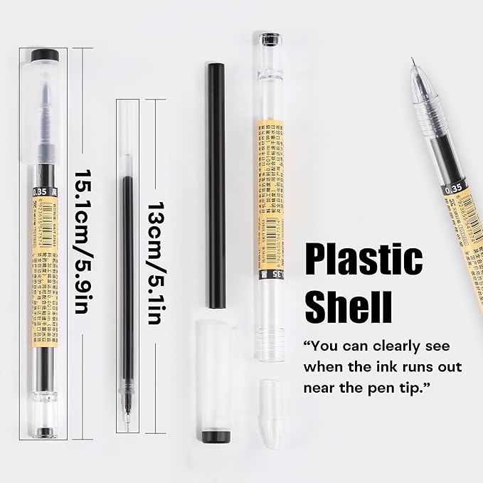Black Gel Ink Pens, 0.35mm Extra Fine Point Tip Smooth Writing Rollerball Pens, Japanese Style No Smudge Ballpoint Pen, Quick Drying for Journaling Office School Stationery Supplies 24pcs