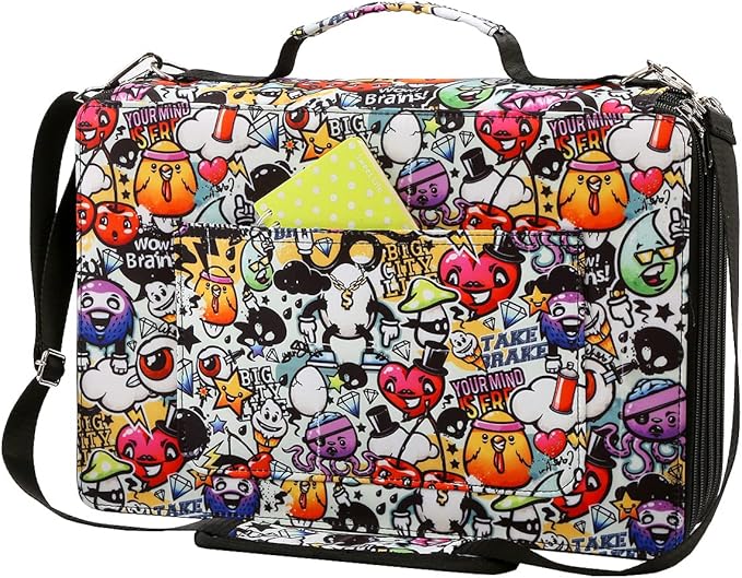 Portable Colored 480 Individual Slots Pencil case Organizer with Printing Pattern for Watercolor Pens or Markers, Pencil Case Organizer for Artist
