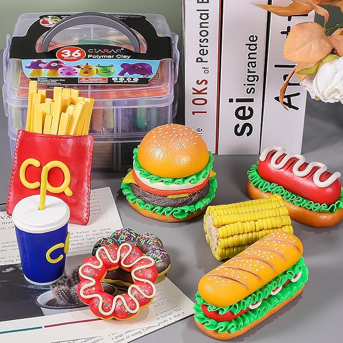 CiaraQ Polymer Clay 36 Colors Starter Kit - Oven Bake Modeling Clay for Kids & Artists, Non-Sticky DIY Clay with Sculpting Tools, Fun Gift for Children Ages 4+, 2.6 lb