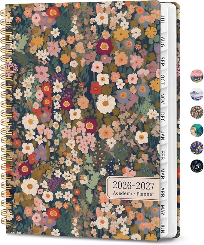 Planner 2026-2027, Monthly and Weekly Academic Planner July 2026 - June 2027, Hardcover Student Teacher Planning Agenda Calendar Book with Tabs, Perfect for Office School Supplies, A4 (8.5" x 11") - Garden
