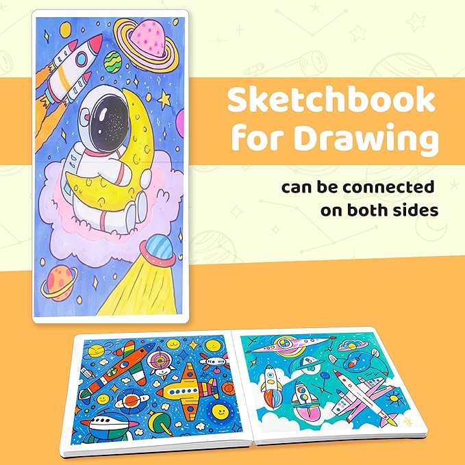FLYING EAGLE Sketch Book for Kids 10"X 10" Large Hardcover Sketchbook for Drawing 120GSM Thick Paper, Square Art Drawing Paper 120 Pages Sketch Pad for Boys Girls Teens,Gift Boxed, Yellow