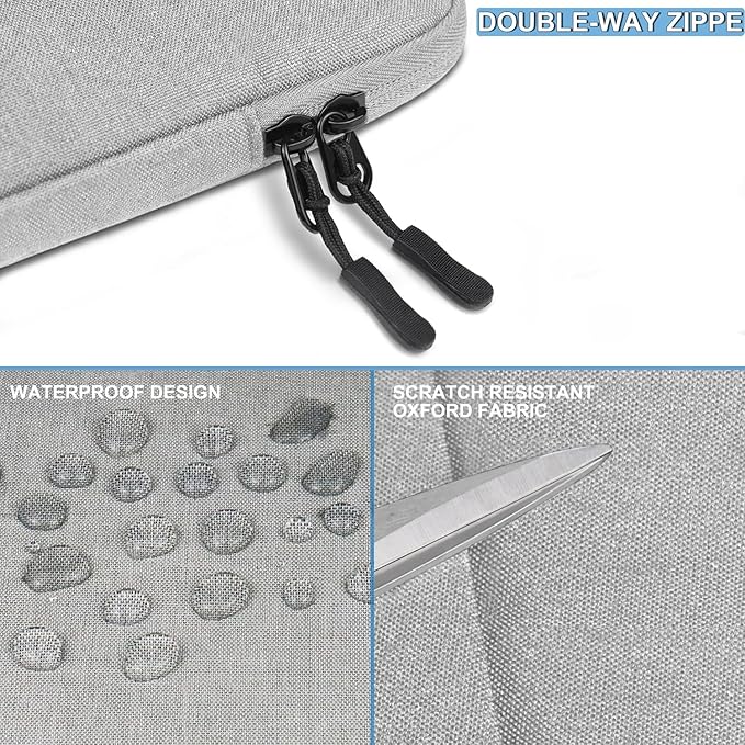 Laptop Sleeve, Shockproof Protective Computer Sleeve Cover with Accessories Pocket, Water Resistant Traveling Carrying 15.6 inch Laptop Bag Compatible for MacBook Dell HP Acer Lenovo, Gray
