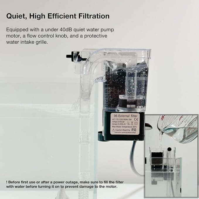 Nano Aquarium Kit 2.2 Gallon, Rimless Glass Betta Fish Tank with Filter & LED Light, 12" x 6" x 8" Small Desktop Fish Tank for Home Office (Black, Complete)