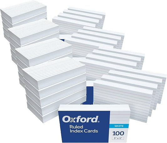 Oxford Ruled Index Cards,3" x 5",White,1,000 Cards, (98833),(Pack of 4)