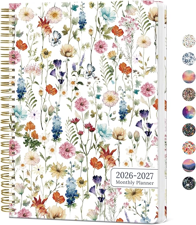 Monthly Planner 2026-2027, Aesthetic 2 Year Months Planner Calendar, 24-Months from January 2026 - December 2027, 26-27 Monthly Calendar Planner, Perfect for School Office Home, 7" x 10" - Wildflowers