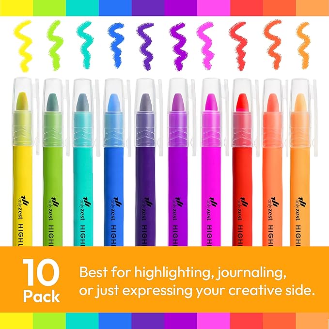 10 Pack Bible Safe Highlighters - Assorted Colors Gel Highlighters, No Bleed, Bible Markers for Journaling, Study Accessories and School Supplies