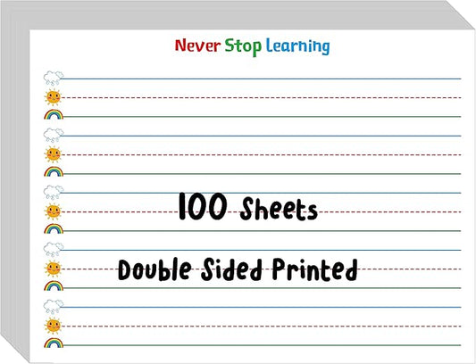 100 Sheets Ruled Writing Paper, Double-Sided Printing Skip-A-Line Ruled Writing Paper with Dotted Lines Handwriting Practice Paper 1” line spacing for Kindergarten Toddlers Kids (11” x 8.3”)