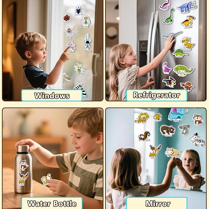 Reusable Sticker Books for Toddlers 1-3, Puffy Stickers Book for Kids Ages 2-4, Toddler Travel Essential Activities Toys for Boy Girl Birthday Christmas - Dinosaur, Animal and Insect (3 Set)