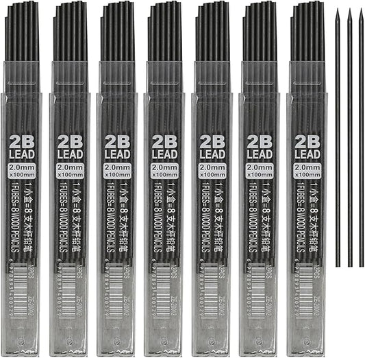 Maydahui 120 Pieces 2B Lead Refills 2.0 mm Smooth Mechanical Pencil Refills Break Resistant Bold Thickness Graphite 12 Leads Per Tube for Drawing Project Painting Compasses Core