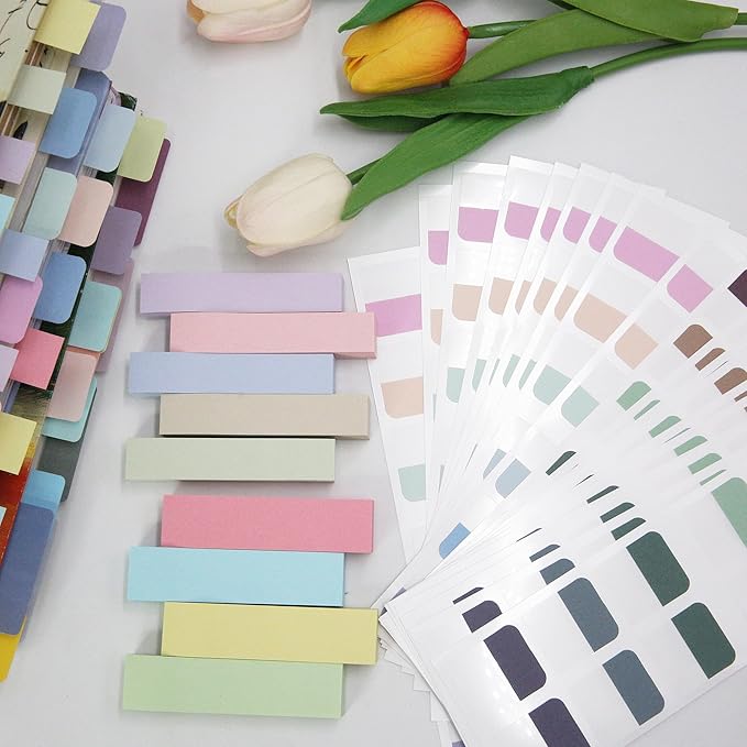 Potanro 1140PCS Sticky Index Tabs, Colourful Tabs for Notebooks, Page Markers Sticky Tabs, Book Tabs, Tabs for School Office, Classroom, Home Meetings