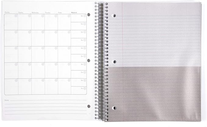 Mintra Office Durable Spiral Notebooks, 5 Subject (Blue, College Ruled 1pk)