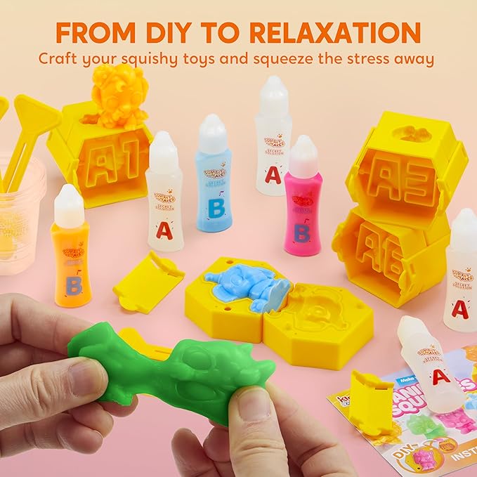 JOVA Klever Kits Squishy Toys, DIY Squishy Animal Making Kit, Mystery Box with 4 Surprise Characters Inside, Arts and Crafts, Kids Craft for Kids Ages 6+