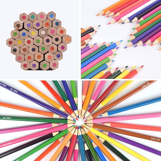 50 Colored Pencils Set with Roll Up Canvas Case for Adult Coloring Books, Drawing, Sketching, Pretty Gift