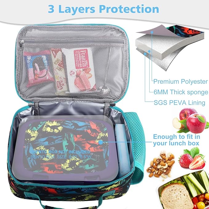 RHCPFOVR Kids Lunch Bag - Insulated Lunch Box for Boys Girls,Washable Lunch Bag and Reusable Toddler Leak-proof Lunchbox for School and Daycare