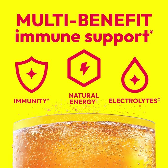 Emergen-C 1000mg Vitamin C Immune Support Powder Tangerine 30CT includes Zinc, Manganese, 7 B Vitamins and Electrolytes for Back to School Essentials