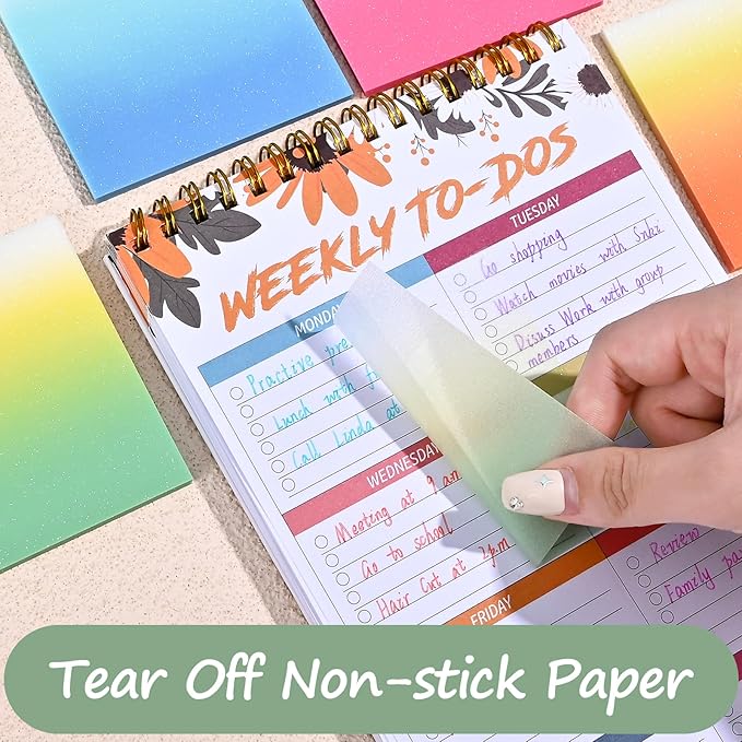 BAYTORY 200 Sheets Glitter Transparent Sticky Notes, 3 x 3 Clear Memo Pads, Translucent Self-Stick Note, See Through Self-Adhesive Note for Bible Accessories (Gradient Color)