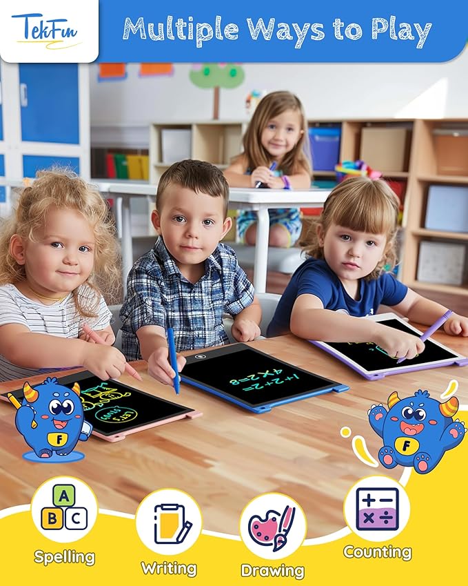 TEKFUN Kids Toys, 2 Pack LCD Writing Tablet with Anti-Lost Stylus,10in Coloring Doodle Board Magic Drawing Pad, Car Trip Educational Toys Birthday Gift for 3 4 5 6 7 Girls Boys Toddlers