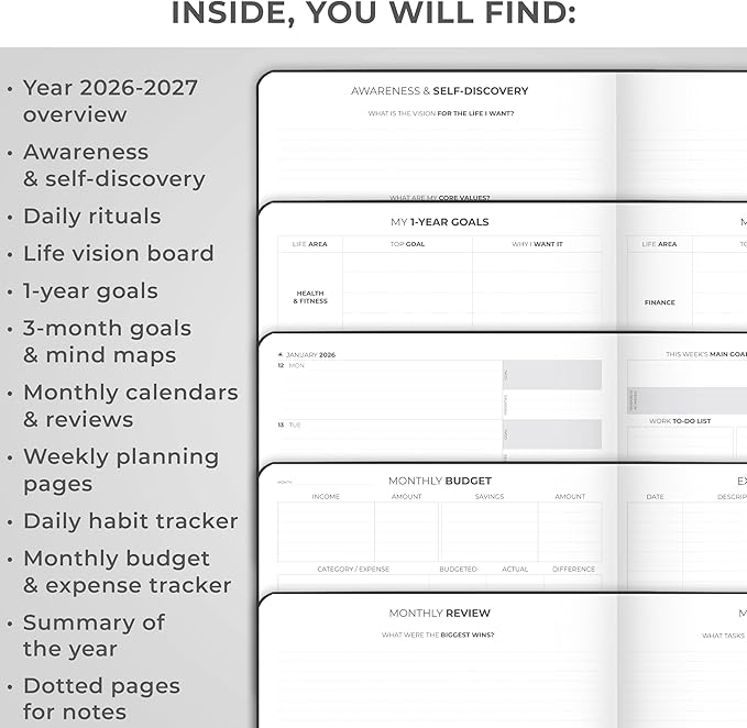 Clever Fox Planner PRO Premium Jan 2026-Jan 2027 – Luxurious Weekly, Monthly & Budget Agenda Organizer for Productivity & Reaching Goals, A4 Hardcover + Keepsake Box – Black