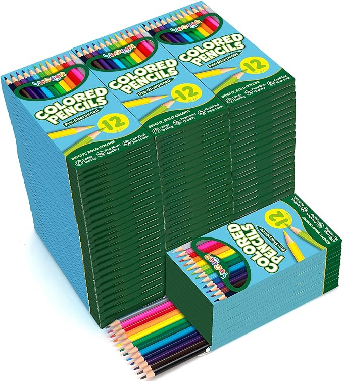 YEGEER 900 Count Colored Pencils Bulk, 12 Assorted Colors, 75 Packs Pre-sharpened Coloring Pencils Set for Kids and Adult, Teachers Essential Classroom Prizes, Back to School Supplies