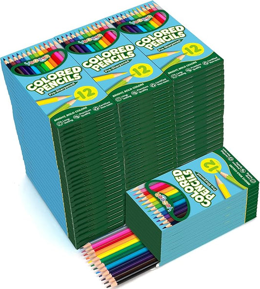 YEGEER 900 Count Colored Pencils Bulk, 12 Assorted Colors, 75 Packs Pre-sharpened Coloring Pencils Set for Kids and Adult, Teachers Essential Classroom Prizes, Back to School Supplies