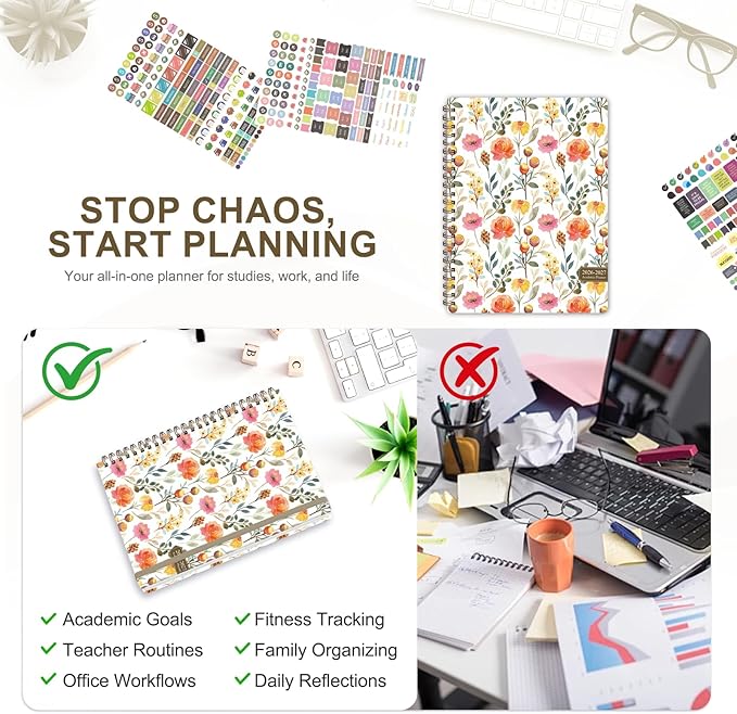 Planner 2026-2027, Weekly and Monthly Academic Planner, July 2026 - June 2027, Hardcover Calendar Agenda Book for School Year Planning, School Supplies for Teacher and Student, A5(6.3'' x 8.5'')