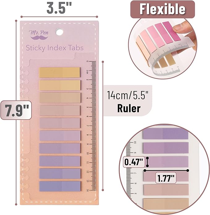 Mr. Pen- Colorful Sticky Tabs, 16 Sets, 3200 pcs, Translucent Page Markers, Water-Resistant Book Tabs for Annotating, Bible Study, Planning, Indexing & Document Organization