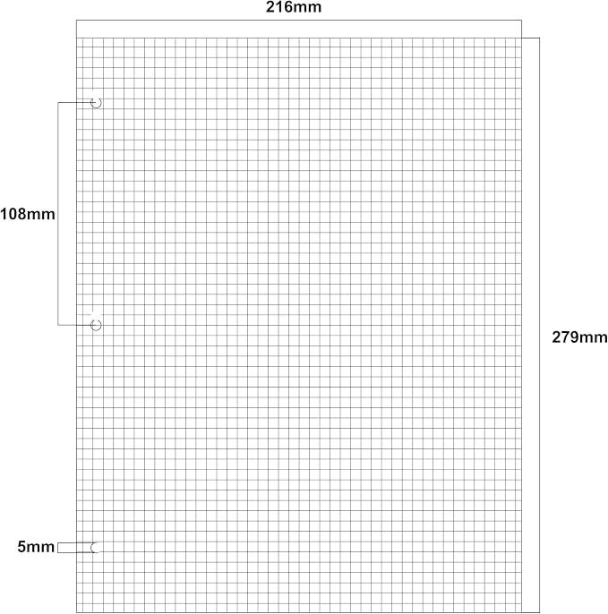 Zelten 2 Pack Letter 90 Sheets/180 Pages Squared Loose Leaf Punched Paper Refills Paper for 3 Hole Binder Personal Organizer Diary Notebook Refillable Planner