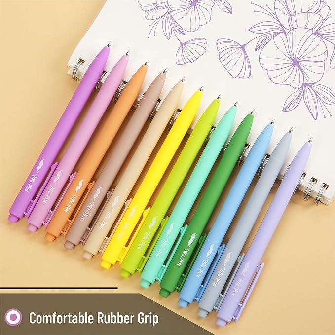 Mr. Pen- Retractable Gel Pens, 12 Pack, Vintage Ink, Fine Point 0.7mm, Fast Dry, Smooth Writing, Cute Pens for Drawing, Writing Planner and School Supplies