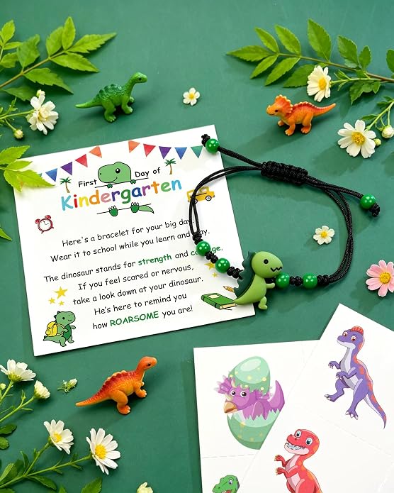 PEALICIOUS Dinosaur Bracelets for Boys, Back to School Birthday Son Gifts | First Day of Kindergarten Bracelet, Adjustable Dino Gifts Match Dinosaur Costume, Birthday Gifts for Boys Son Grandson