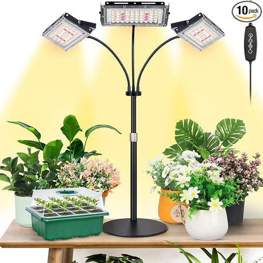 LBW Grow Light for Indoor Plant,Full Spectrum Dual Heads Desk Plant Light | 3H/6H/12H Timer Grow Lamp,6-Level Brightness, 3 Lighting Mode, Height Adjustable, Flexible Gooseneck, Ideal for Indoor Growth