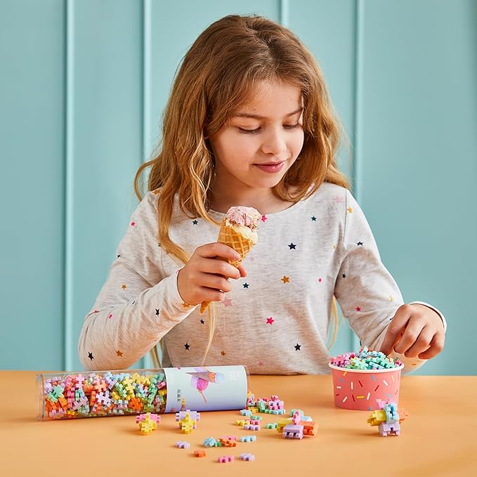PLUS PLUS 240 Piece Gelato Mix Tube - Mini Interlocking Building Blocks Set, Stem Toys for Kids - Sensory Bin Fillers/Math Manipulatives Classroom Must Haves Gifts for Boys & Girls