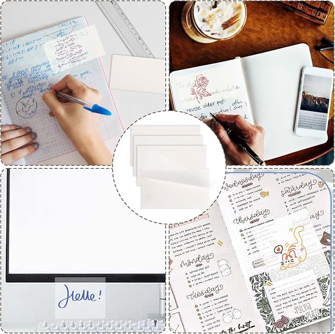 200 Pcs Large Translucent Self-Adhesive Clear See Through Post Stickys Note Clear Stickys Note 3x5 Inch Transparent Sticky Notes Pad Transparent Sticky Notes for Office School Supplies Tabs