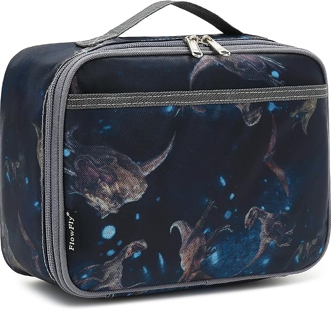 FlowFly Kids Lunch box Insulated Soft Bag Mini Cooler Back to School Thermal Meal Tote Kit for Girls, Boys, MyDinosaur