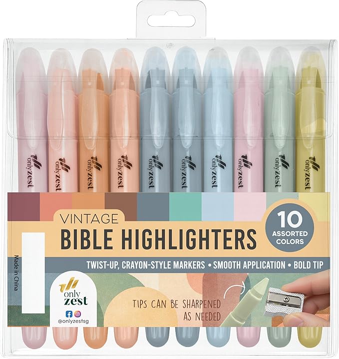 10 Pack Bible Safe Highlighters - Vintage Color, Wax Highlighters No Bleed, Scripture Markers for Journaling, Study Accessories and School Supplies