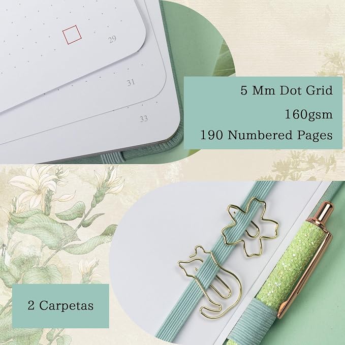 TIEFOSSI A5 Dotted Journal, Cute Cat Journal for Women Girls, Dot Notebook with Pretty Sakura Pattern, Aesthetic Diary for Writing Journaling Drawing, Golden Edges