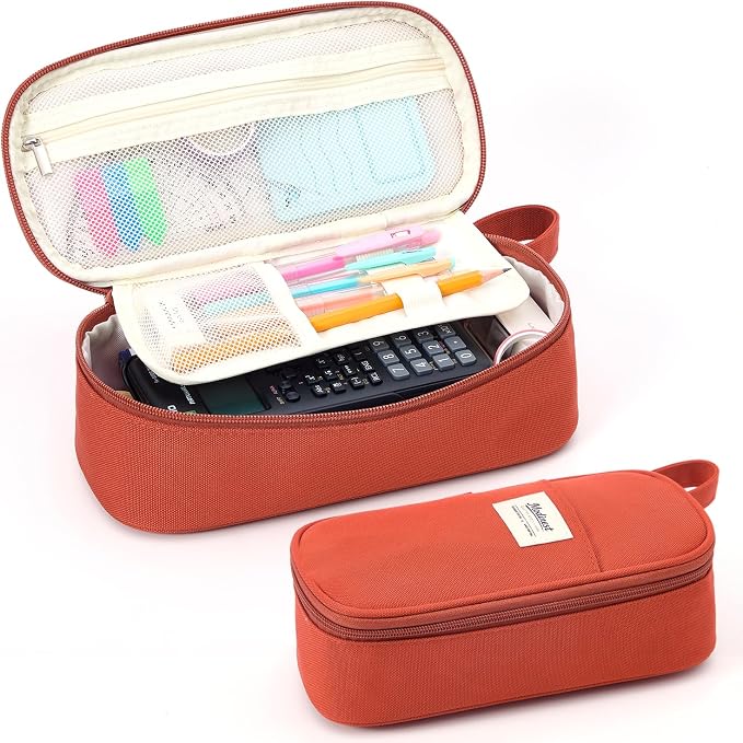 Pencil Case Pouch, Large Capacity Pen Bag Organizer, Cute Aesthetic Pencil Box for Girls Boys Kids, Back to School Supplies, Teacher Supplies Classroom Essentials, Red