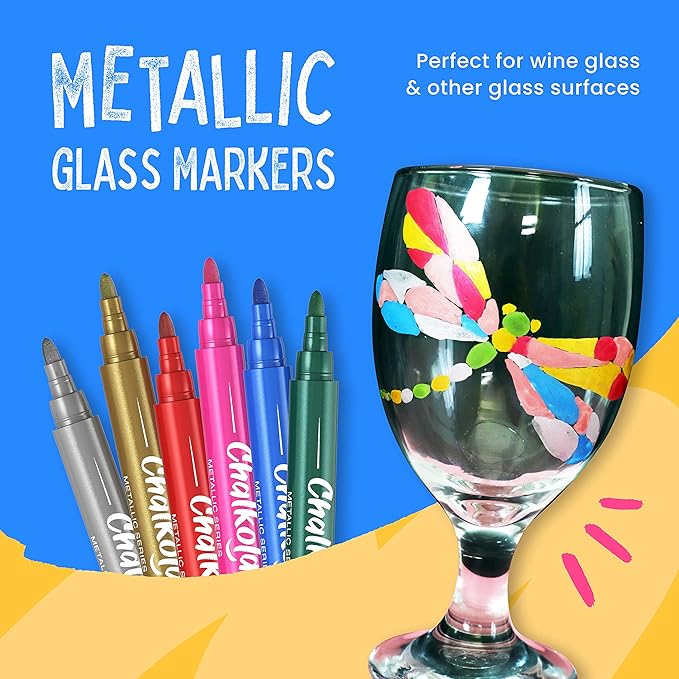 Chalkola Fine Tip Chalk Markers for Blackboard & Glass (Pack of 16, 3mm Reversible Tip) | Washable Window Marker, Liquid Chalk Pens for Wall Calendar Board, Mirror, Car | Chalkboard Markers Erasable