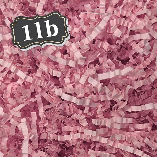 ZEBMOON 1 LB Pink Crinkle Cut Paper Shred Filler Great for Gift Wrapping, Basket Filling, Birthday, Wedding, Valentine's, Christmas Day, New Year Party Decorations Filling Supplies