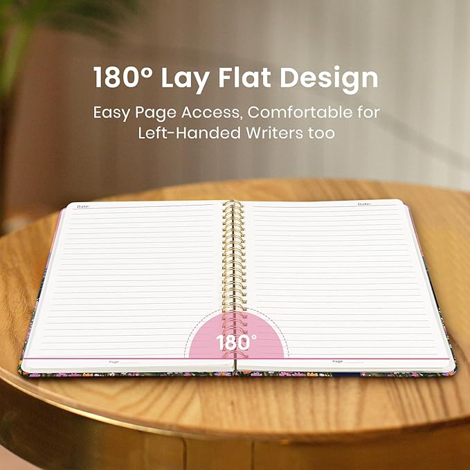 Taja Spiral Lined Journal for Women, Notebook for Work with Pretty Cover, 140 College Ruled Pages, Hardcover Notebook for Journaling, Note Taking, Bible Study, Dreamscape Hills