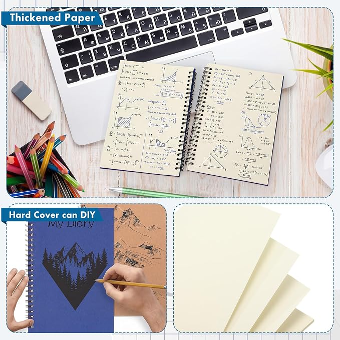 Epakh 6 Pack Spiral Notebook Bulk, Back to School Hardcover Spiral Journal Notebook 5.5 x 8.3 Inch, First Day of School Travel Writing Journal Notepad, 50 Sheets 100 Pages(Unlined,Assorted Colors)
