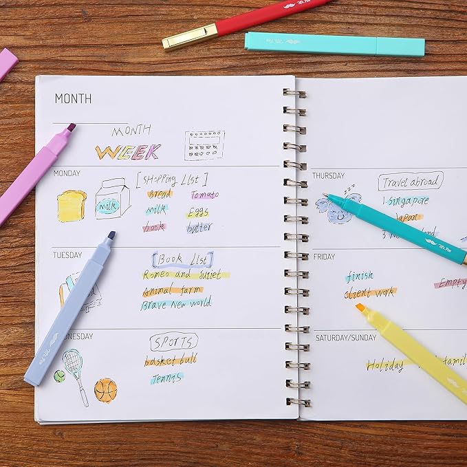 Mr. Pen- Aesthetic Highlighters and Ballpoint Pens No Bleed, 12 Pack, Summer Delight, Bible Highlighters and Pens No Bleed, Fast Dry and No Smear for Bible Journaling, Planner, School Supplies