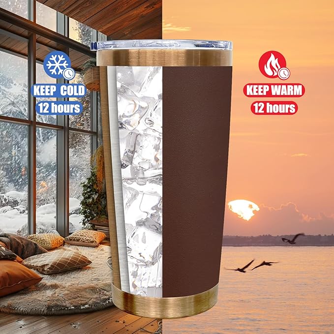 20 oz Tumbler Bulk 4 Pack Stainless Steel Tumblers with Lids and Straws, Double Wall Vacuum Insulated Travel Coffee Mug for Laser Engrave, Powder Coated Cups for Hot and Cold Drinks (Brown,4 pack)