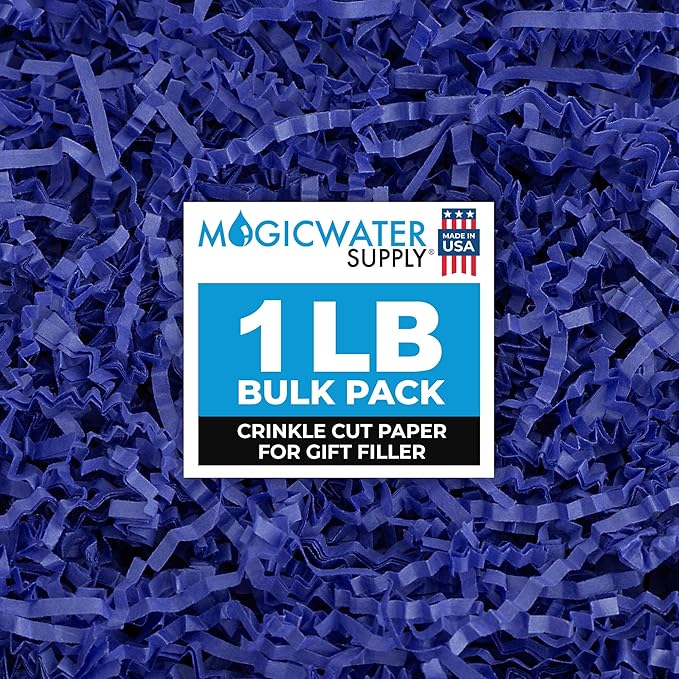 MagicWater Supply Crinkle Cut Paper Shred Filler-1LB Royal Blue-Decorative & Protective Packaging for Bridesmaid Gifts & Bridesmaid Proposal Gifts Holiday Stuffers Birthdays Wedding & Anniversaries