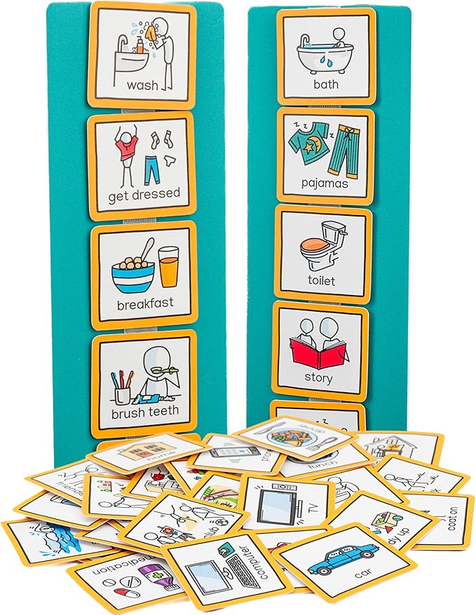 Visual Schedule routine chart for children with pecs cards to support communiation for kids, toddlers, autism, adhd, downs syndrome, dementia.