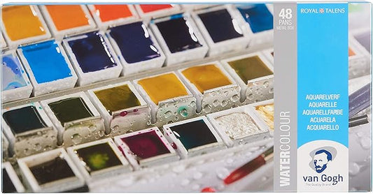 Van Gogh Watercolor Paint Set, Metal Tin, 48-Half Pan