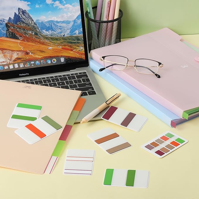 Mr. Pen- Sticky Index Tabs, 500 Pcs, 21 Sets, Colorful, Writable Colored Pages Markers Labels for Reading Notes, Books, Binders, Notebook, Folders and Classify Files, Water-Resistant