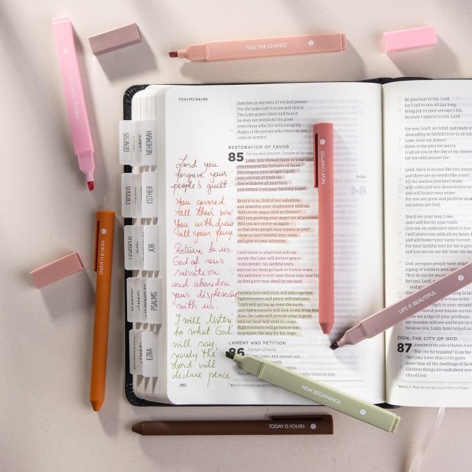 DIVERSEBEE Aesthetic Highlighters and Gel Pens, No Bleed (Dreams) | 8 Pack Earthy Bible Highlighters, Assorted Colors Cute Journaling Pens, Bible Study Supplies, Bible Markers