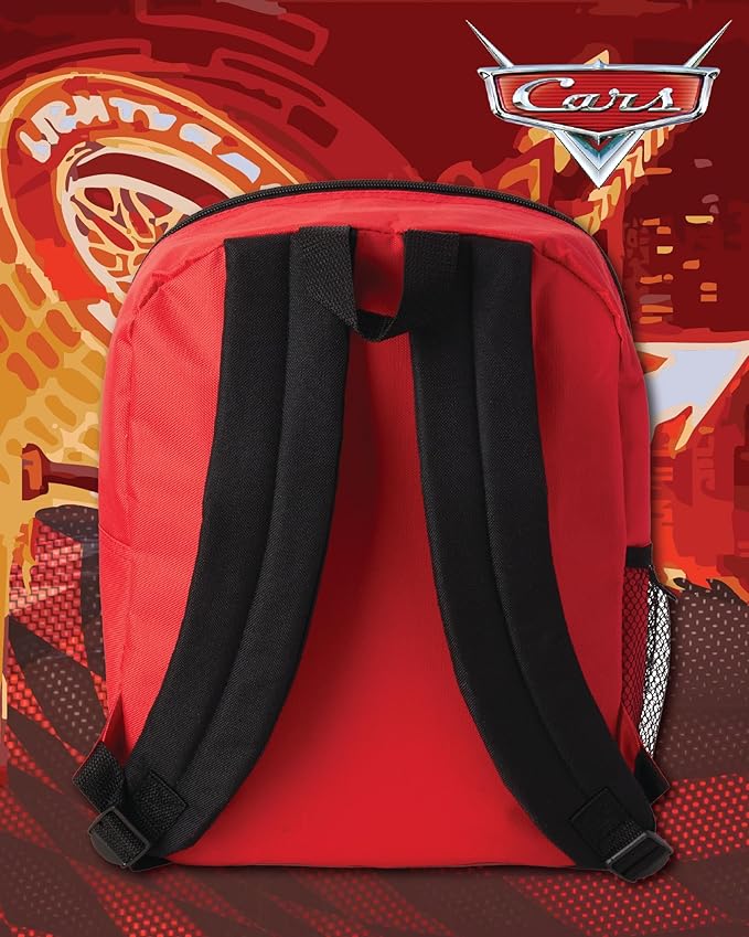Fast Forward Cars Lightning McQueen Boys Backpack and Lunch Box Set - 14" Backpack with Lunch Box for Preschool Kindergarten, Cars Red