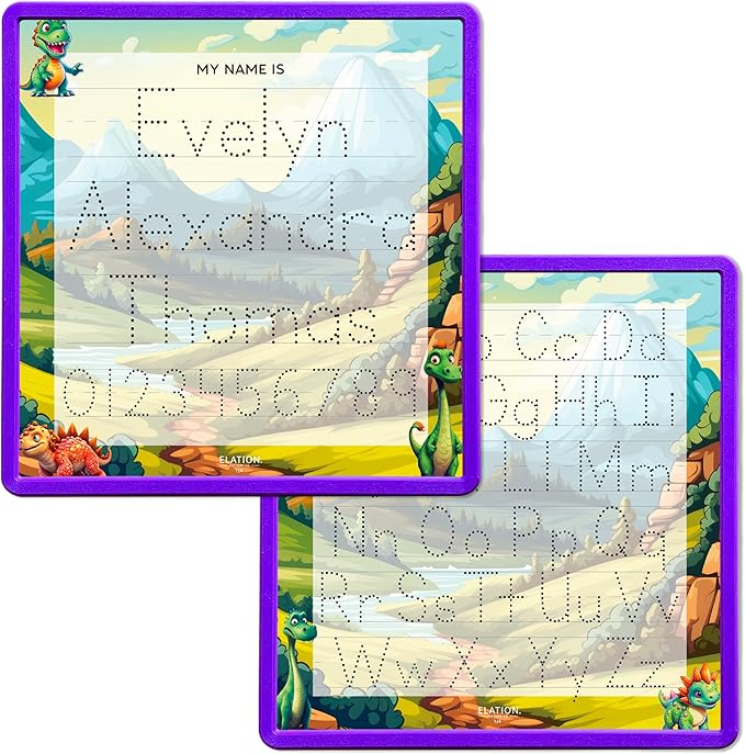 Kid's Name Tracing Board | Dry Erase Letter Tracing | Reusable Writing Practice Board | Personalized | Dinosaur Friends Theme